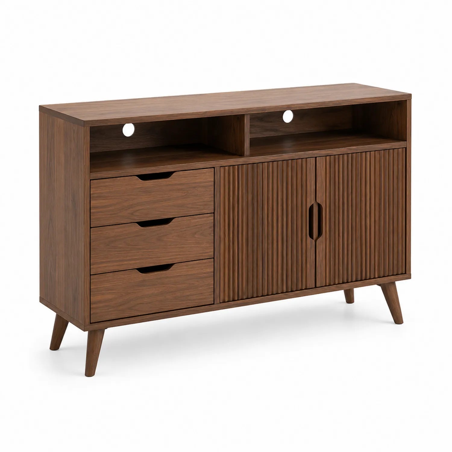 Credenza in legno noce con cassetti e ante
