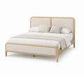 Letto matrimoniale in legno con testiera e pediera imbottite
