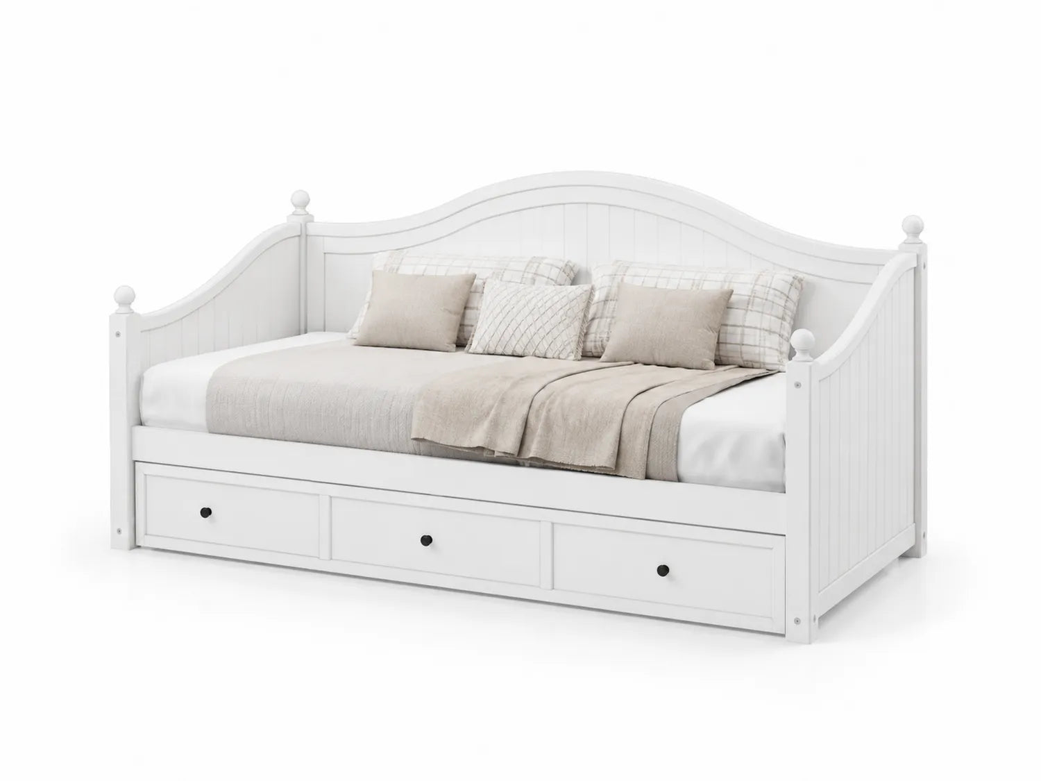 Divano Letto in Legno con Cassetti Colore Bianco