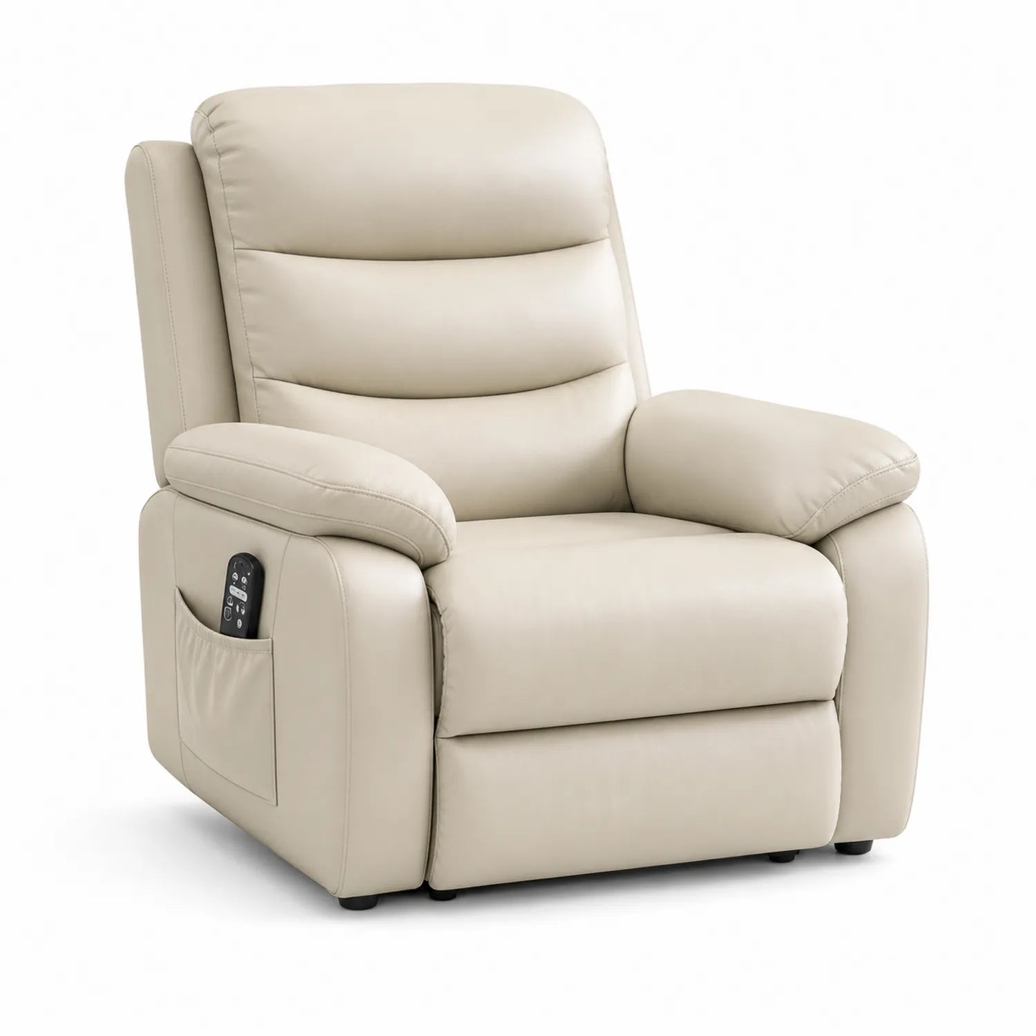 Poltrona reclinabile in pelle sintetica beige con telecomando 90x85x105 cm