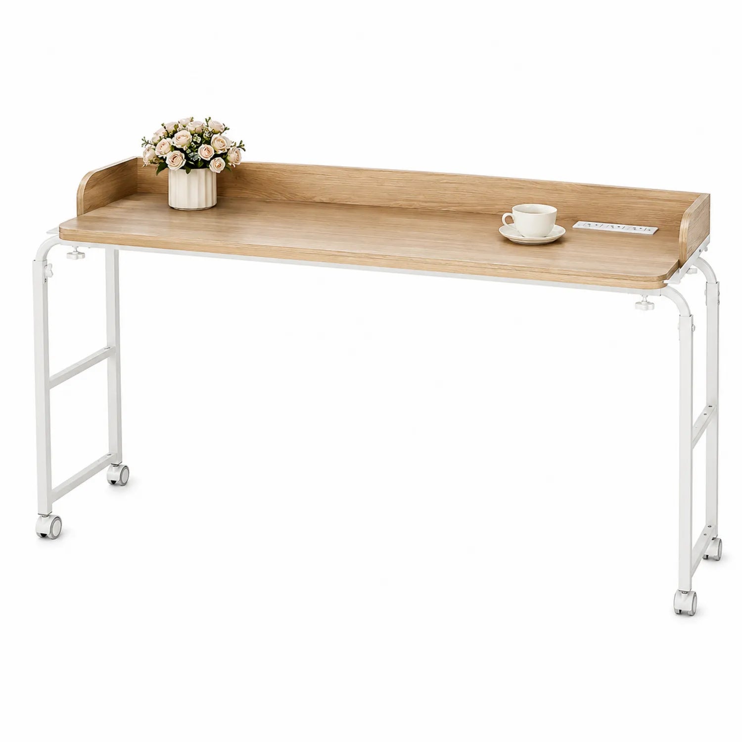 Scrivania in Legno e Acciaio con Ruote 120x40x75 cm