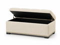 Panca Contenitore in Tessuto Beige con Coperchio Apribile