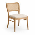 Sedia da pranzo in legno e rattan beige