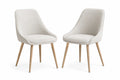 Set di 2 Sedie da Pranzo in Tessuto con Gambe in Legno