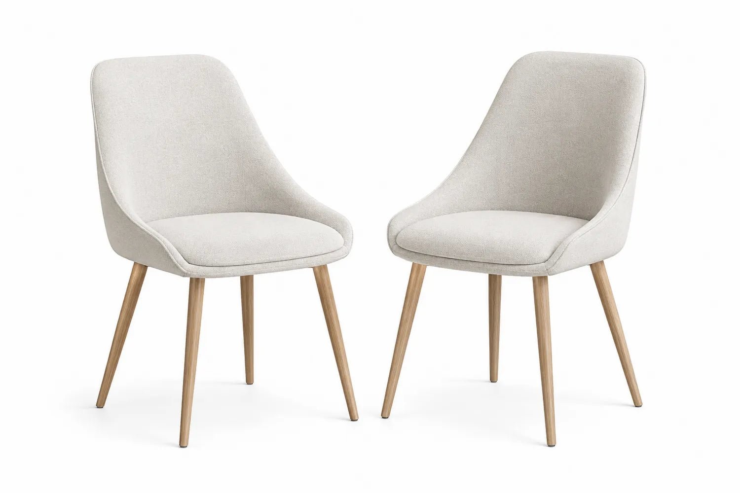 Set di 2 Sedie da Pranzo in Tessuto con Gambe in Legno
