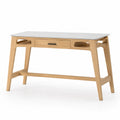 Scrivania in Legno di Quercia con Piano Bianco 120x60x75 cm