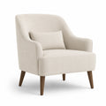 Poltrona in tessuto beige con gambe in legno, 70x75x85 cm