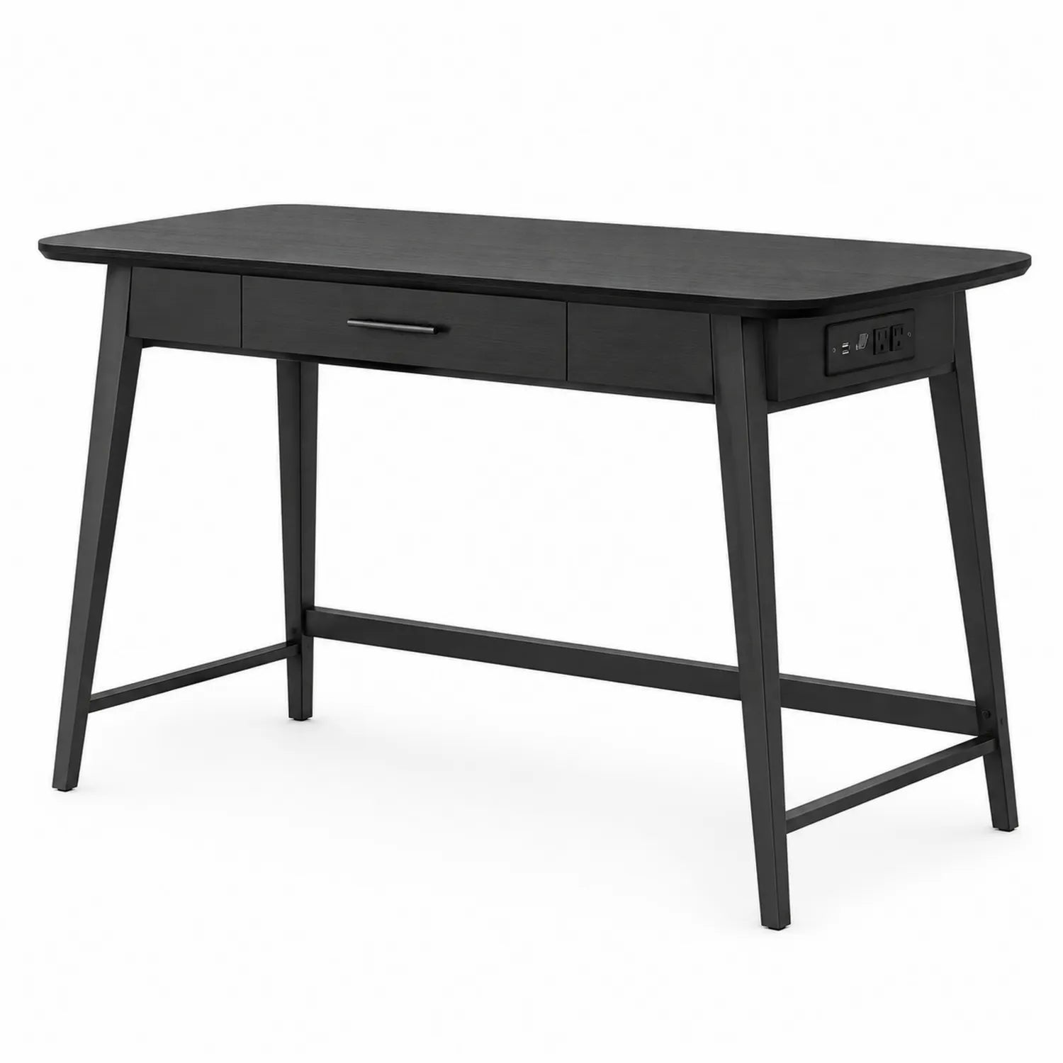 Scrivania rettangolare in legno MDF con prese integrate 120x60x75 cm