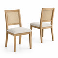 Set di 2 sedie in rovere e tessuto beige