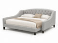 Letto imbottito in tessuto grigio con testiera capitonn¨¦ 160x200 cm