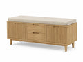 Panca Contenitore in Rovere con Cuscino in Poliestere Beige