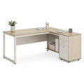 Scrivania ad L in MDF e Metallo con Cassetti Beige